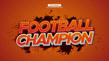 Futbol Şampiyonu Vektör Metin Efekti. Manşet Yarışması. Düzenlenebilir Yazı Tipi ve Metin