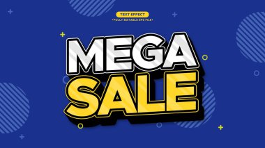 Mega Satış Sancağı Tasarım Şablonu ve Metin Efekti. Minimalist ve Modern Tarz. Düzenlenebilir yazı tipi ve metin