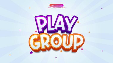Grup Vektör Sevimli ve Çocuk Metin Efektini Oynat. Tam Düzenlenebilir Yazı Tipi ve Metin