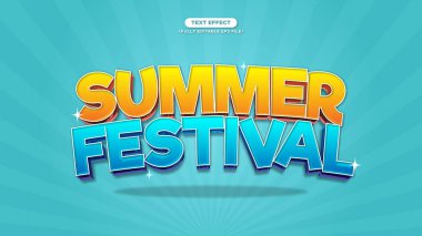 Bayrak ve Poster Başlığı için Yaz Festivali Metin Efekti. Düzenlenebilir yazı tipi ve metin