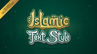 Islamic 3D Text Typography with Glow, Shiny and Luxury Style clipart