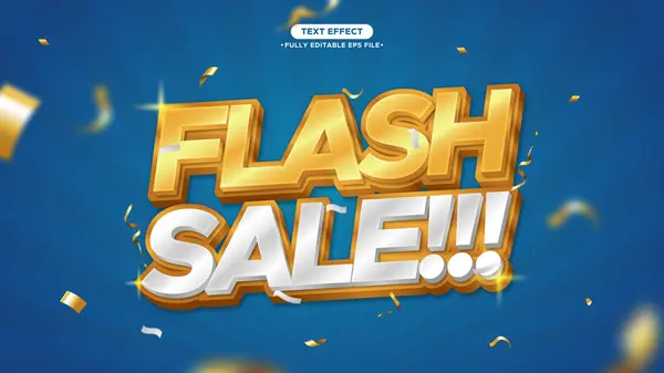 Flash Satış Vektörü Metin Efekti. Altın Metin Rengi. Düzenlenebilir Yazı Tipi ve Metin