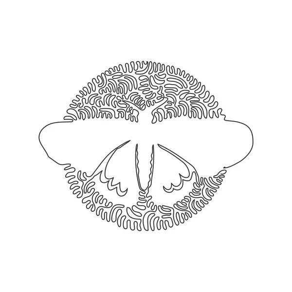 Single Curly One Line Drawing Cute Butterfly Abstract Art Continuous —  Vetores de Stock