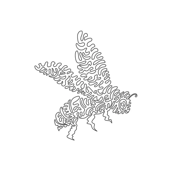 Continuous Curve One Line Drawing Beautiful Flying Bee Curve Abstract —  Vetores de Stock
