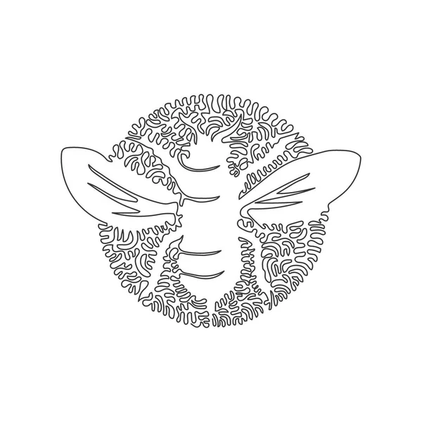 Single Swirl Continuous Line Drawing Cute Bee Abstract Art Continuous — Vector de stock