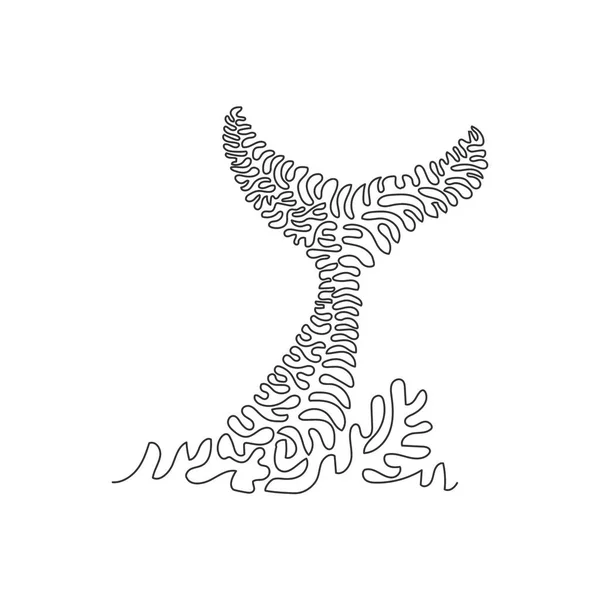 印象的なクジラの抽象芸術の一本の線画 連続線は アイコン シンボル サイン 会社のロゴ ポスターの壁の装飾のための水の上にスラップテールのグラフィックデザインベクトルイラストを描きます — ストックベクタ