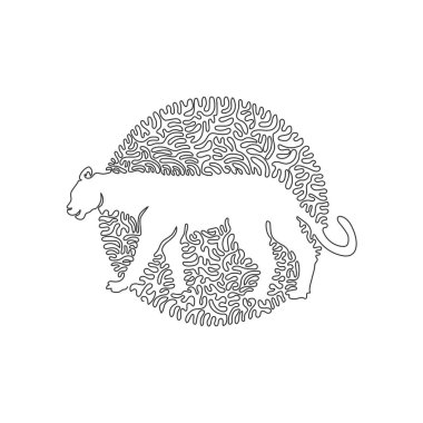 Single swirl continuous line drawing, abstract art. Ferocious panther is walking. Continuous line draw graphic design vector illustration style of panther for icon, sign, minimalism modern wall decor