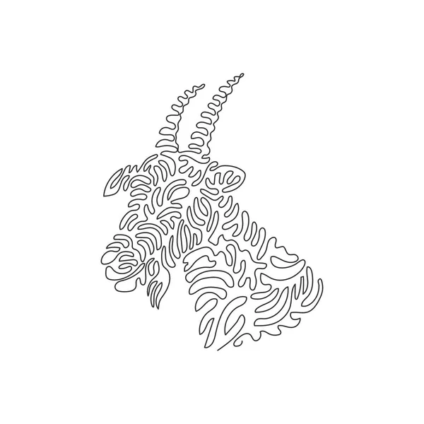 Single Swirl Continuous Line Drawing Cute Goat Abstract Art Continuous - Stok Vektor