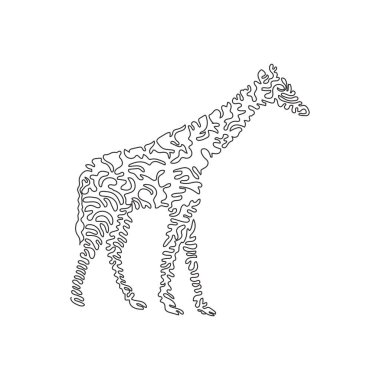 Single swirl continuous line drawing. Giraffe the tallest land mammal. Continuous line draw graphic design vector illustration style of giraffe's long legs for icon, minimalism modern wall decor