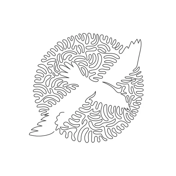 円の中で面白いアルバトロス抽象アートの連続1つの曲線線画 壁の装飾やポスタープリント装飾のためのアルバトロス大海鳥のシングルライン編集可能なストロークベクトルイラスト — ストックベクタ