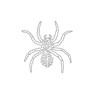 Single swirl continuous line drawing abstract art. Spiders are predatory invertebrate. Continuous line draw graphic design vector illustration style of cute insect for icon, sign, boho wall decor