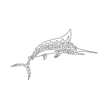 Single one line drawing of cute long-nosed marlin abstract art. Continuous line drawing graphic design vector illustration of beautiful marlin for icon, symbol, company logo, poster wall decor