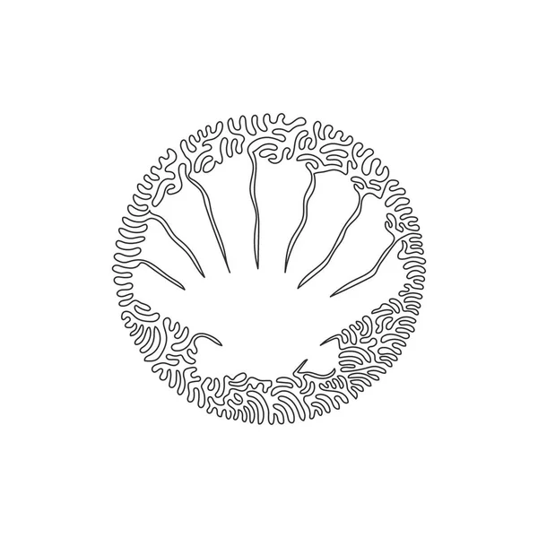 Single One Curly Line Drawing Amazing Marine Creature Abstract Art — ストックベクタ