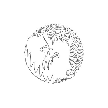 Continuous one curve line drawing of herbivore mammals abstract art in circle. Single line editable stroke vector illustration of domesticated animals for logo, wall decor and poster print decoration