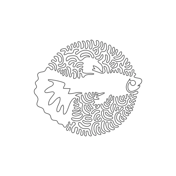 Continuous One Curve Line Drawing Beautiful Guppy Fish Abstract Art — ストックベクタ