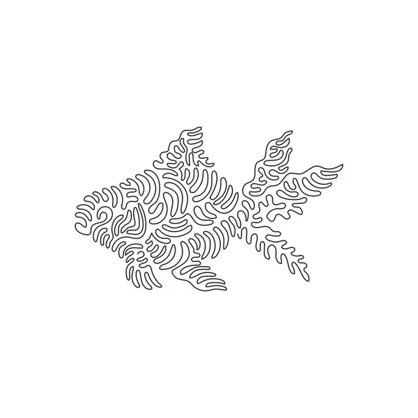 Single One Line Drawing Beautiful Goldfish Abstract Art Continuous Line - Stok Vektor