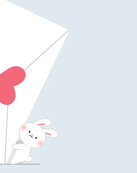Cute Cartoon Bunny Holding Love Letter Valentine Day Happy Valentine — Vector de stock