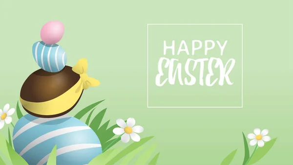 Happy Easter Day Greetings Background Vector Illustration Pile Colorful Chocolate — Vettoriale Stock