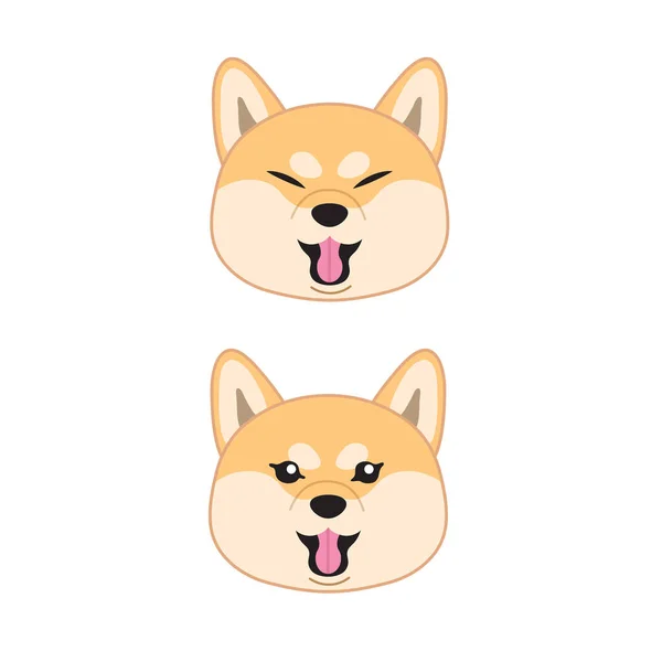 Shiba Dog Smiling Face Tongue Out Vector — Image vectorielle