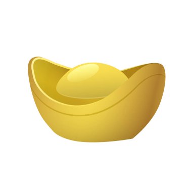 Gerçekçi sycee gold ingot yuanbao izole vektör illüstrasyon klibi. Çin Yeni Yıl dekoratif unsuru.