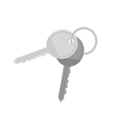Bunch of keys flat vector illustration. House or door keys isolated.