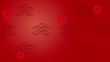 Çin kâğıdı, kırmızı arkaplan animasyonunda şablon oluşturur. Yeni yıl tebrik kartı yatay videosu için oryantal arkaplan.