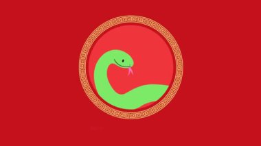 Yılan 2025 'in Çin yeni yılı tebrik kartı animasyon Çin feneri ve altın külçeli yatay video.