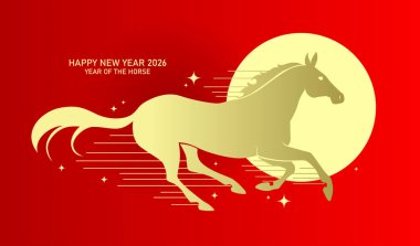 Zodyak at silueti gibi güzel bir arka plan. 2026 yılının Çin Yeni Yılı kağıt kesim stili.