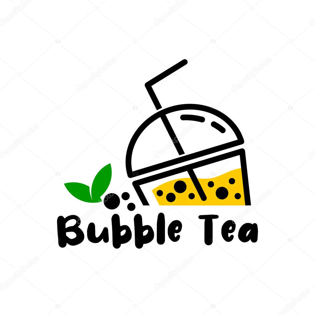 Drink Bubble Tea Logo Vector Icon Illustration