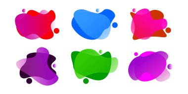 Soyut modern grafik elementler kümesi. Kademeli soyut sıvı şekiller
