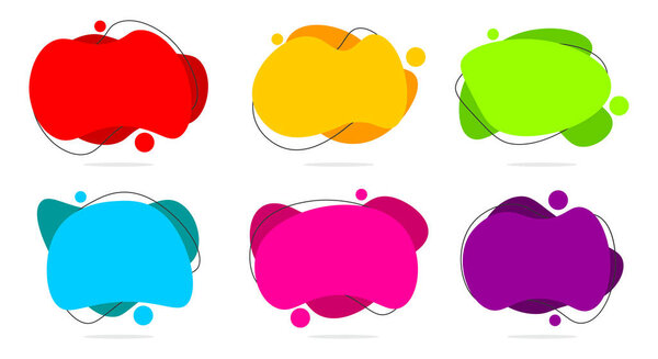 Set of abstract modern graphic elements. Gradient abstract liquid shapes