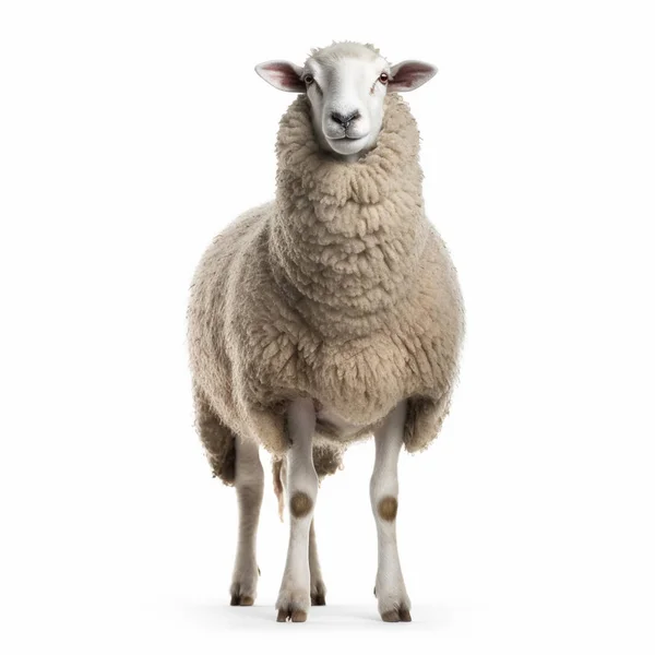 Ovce Izolované Bílém Pozadí — Stock fotografie