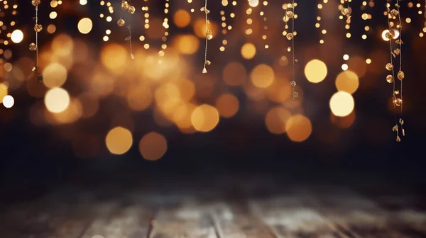 abstract background of fairy lights and dark blurred bokeh backdrop