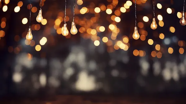 abstract background of fairy lights and dark blurred bokeh backdrop