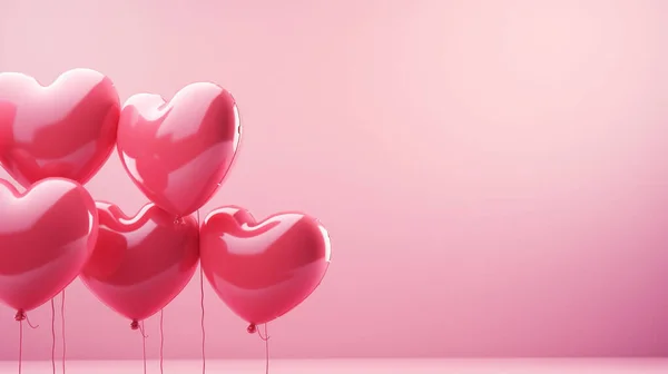 Heart shaped balloons. Heart balloon on pink background. Symbol of love. Valentines day background. Love background