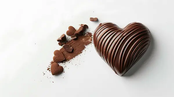 Coração Forma Chocolate Fundo Branco Isolado — Fotografia de Stock