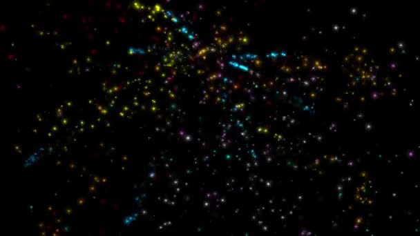 黒い画面上のカラフルな創造的な天文学 — ストック動画
