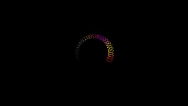 Multi Color Spiral Spring Moving Circular Black Screen — Vídeos de Stock