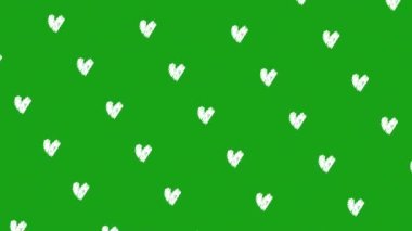 Rotating white heart animation for Valentine footage on green screen  