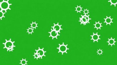 Animated cogwheels moving around on green screen footage 