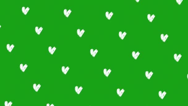 Rotating White Heart Animation Valentine Footage Green Screen — Vídeos de Stock
