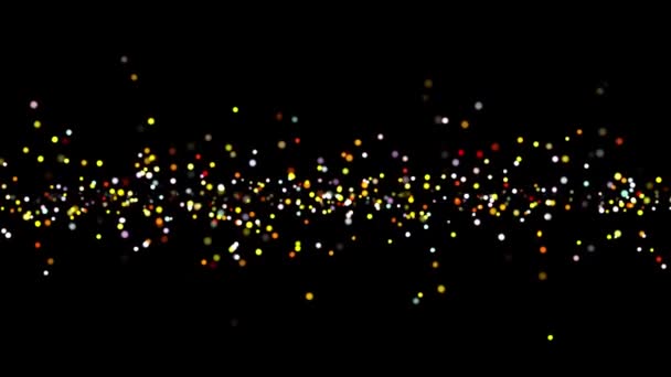 Kolorowe Cząstki Kropek Poruszające Się Czarnym Ekranie — Wideo stockowe