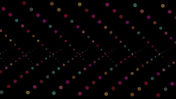 Разноцветные Цветы Рисунок Черном Экране — стоковое видео