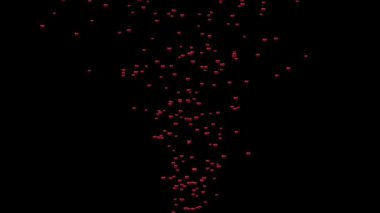 Red Heart bubbles Moving  stock video on black screen 