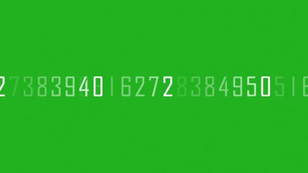 緑の画面上の直線における数字の効果のパルス — ストック動画