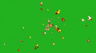 Animasyon Kuşlar Yeşil Ekran Efekti etrafında uçar ve kanat çırparlar