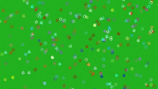 緑の画面にトップエフェクトから落ちるカラフルなキューブ — ストック動画