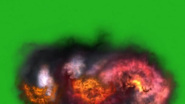 Wybuch Ognia Efektów Dymu Zielonym Ekranie — Wideo stockowe