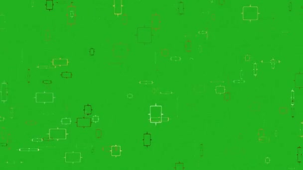 Background Moving Colored Rectangular Boxes Green Screen — Stock Video