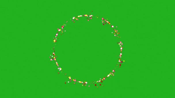 緑の画面上のリング形成にカラフルな球の抽出 — ストック動画